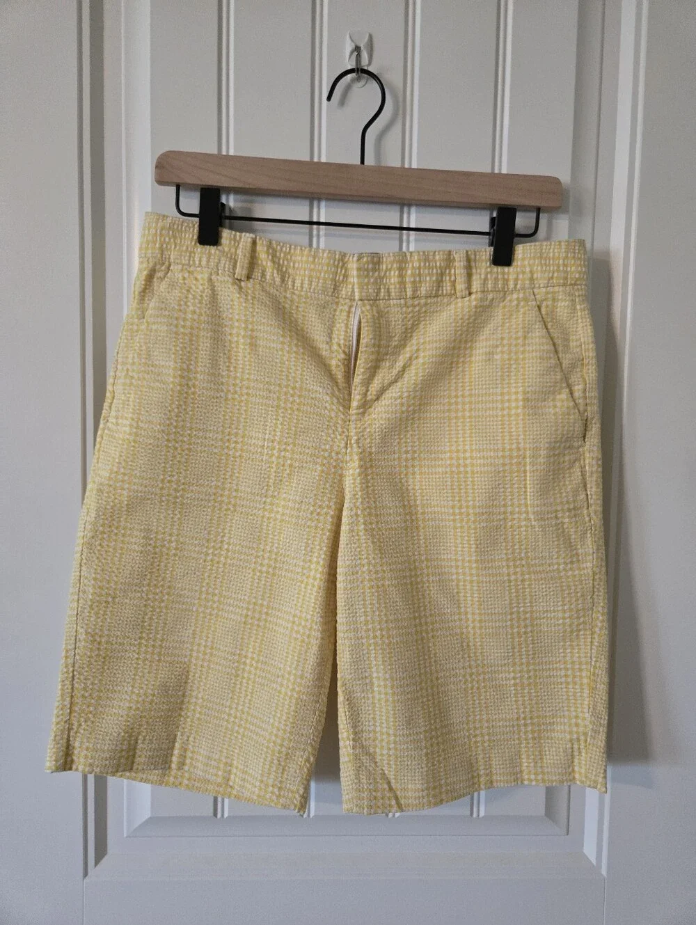 Banana Republic Yellow Plaid Flat-Front Men's Shorts